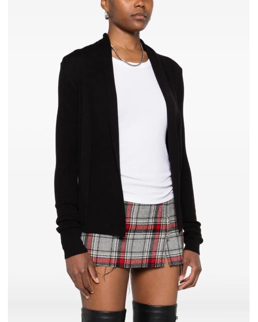 Rick Owens Black Ribbed Open-Front Cardigan