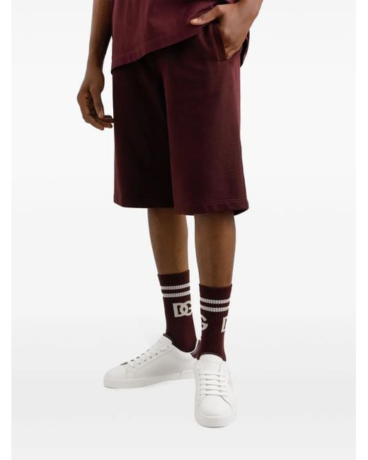 Dolce & Gabbana Purple Logo-Plaque Shorts for men