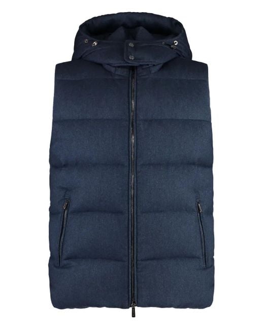 Chaleco acolchado con capucha y cordones Moorer de hombre de color Blue