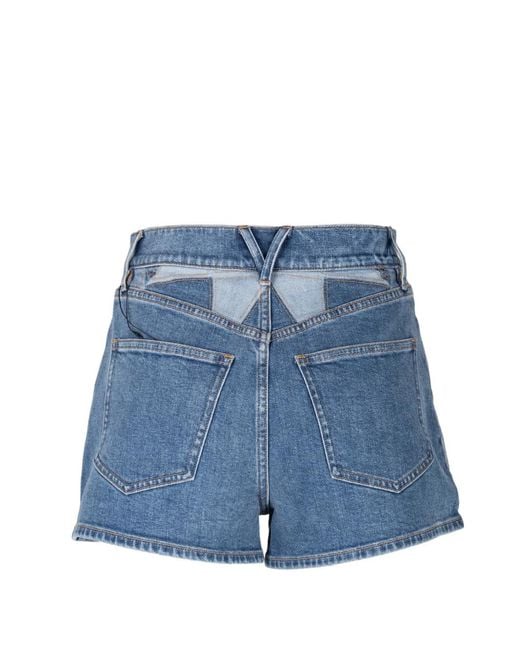 Veronica Beard Blue Elijah Patchwork Denim Shorts