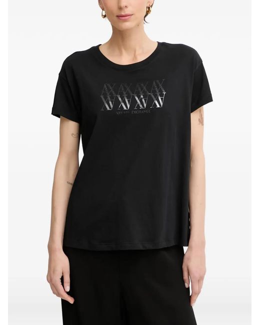 ARMANI EXCHANGE Black Logo-Print Short-Sleeve T-Shirt