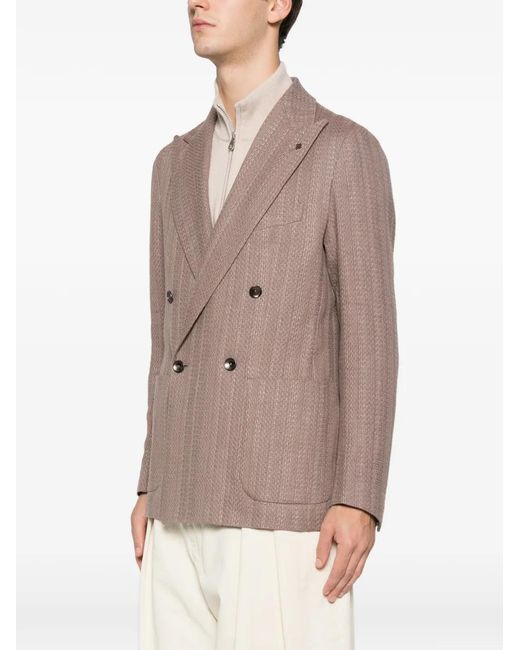 Tagliatore Brown Double-Breasted Patch-Pocket Blazer for men
