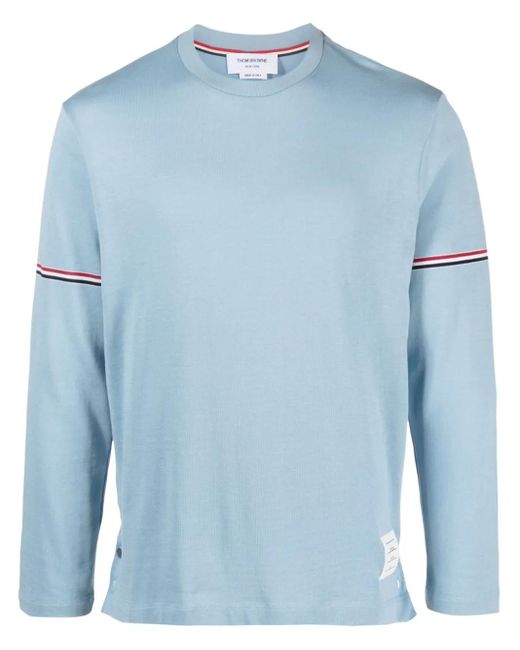 Thom Browne Blue Rwb-Stripe Cotton T-Shirt for men