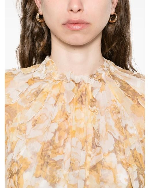 Zimmermann Natural Frill-Detail Billow Blouse