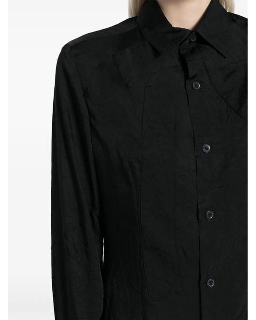 Yohji Yamamoto Black Panelled Crease Shirt