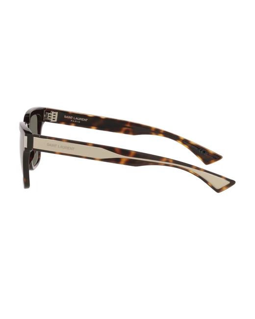 Saint Laurent Gray Tortoiseshell Square Sunglasses