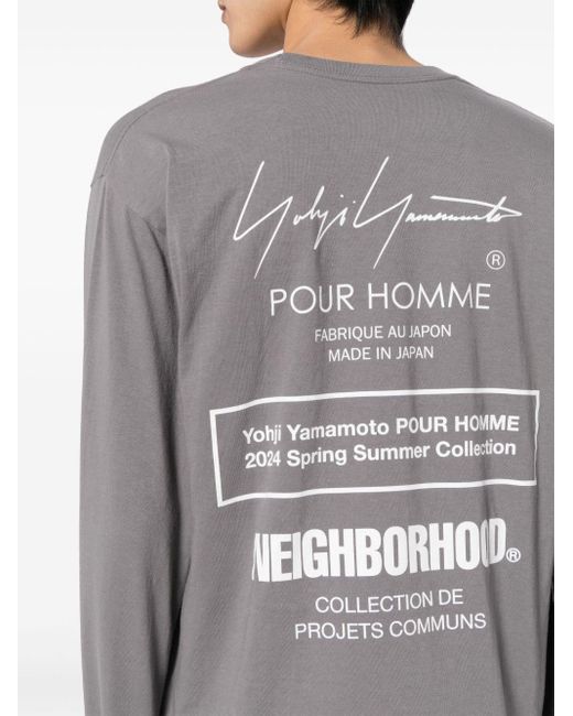 Yohji Yamamoto Gray X Neighborhood Logo-print Cotton T-shirt for men