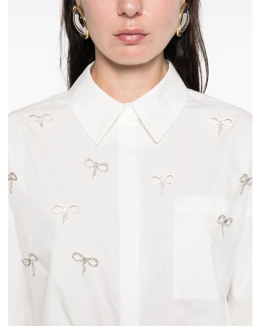 Maje White Bow Jewel Shirt