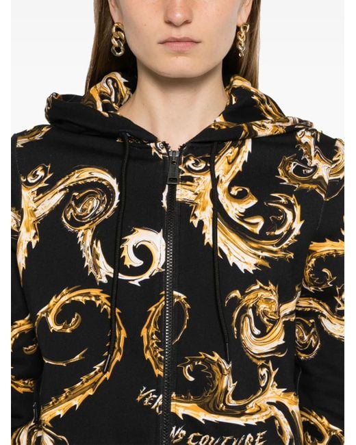 Versace Jeans Couture Black Barocco-Print Hoodie
