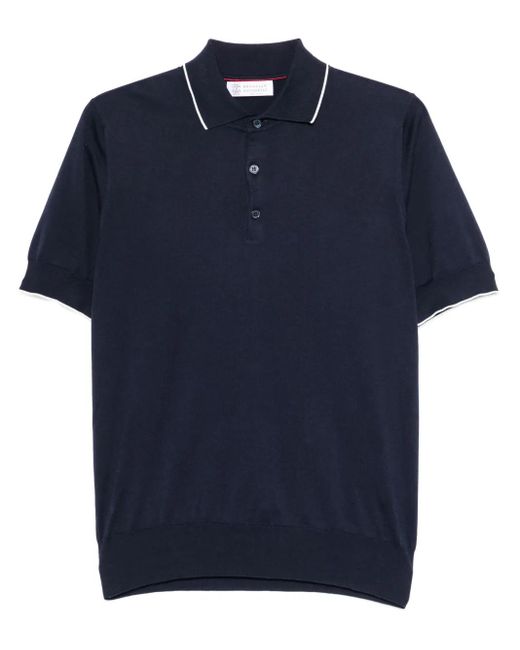 メンズ Brunello Cucinelli ファインニット ポロシャツ Blue