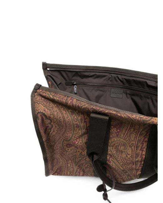 Etro Brown Paisley-Print Holdall