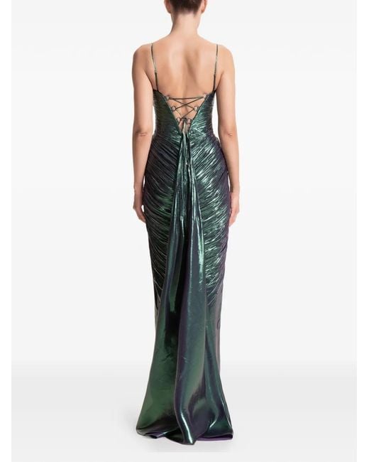 Maria Lucia Hohan Green Robe Longue Mirren À Détail Torsadé