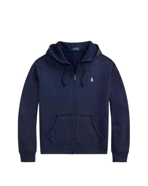 Polo Ralph Lauren Blue Embroidered-Logo Zip-Up Hoodie for men