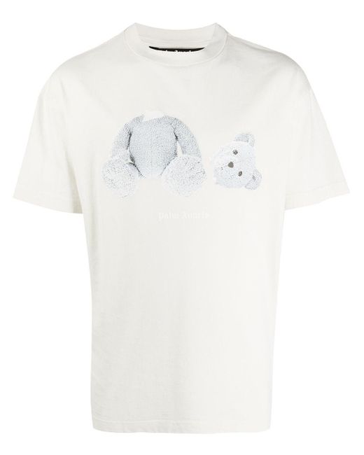 Palm Angels White Bear-print Cotton-jersey T-shirt for men