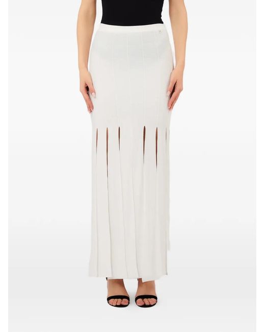 Liu Jo White Fringed Maxi Skirt
