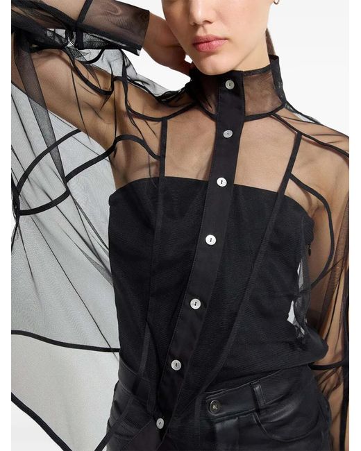 MARCELLA Black Lane Mesh-Seam Shirt