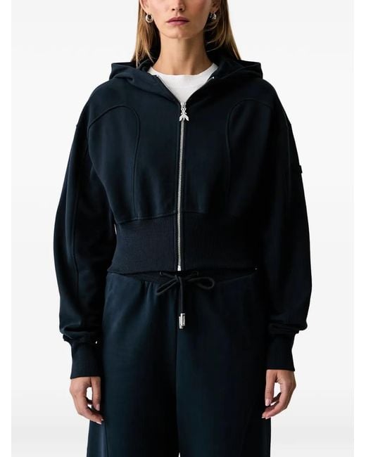 Patrizia Pepe Blue Zip-Up Cropped Hoodie