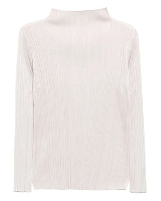 Pleats Please Issey Miyake White Pleated T-Shirt
