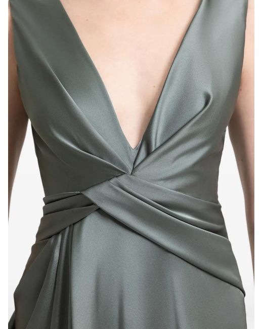 Gemy Maalouf Green V-Neckline Maxi Dress