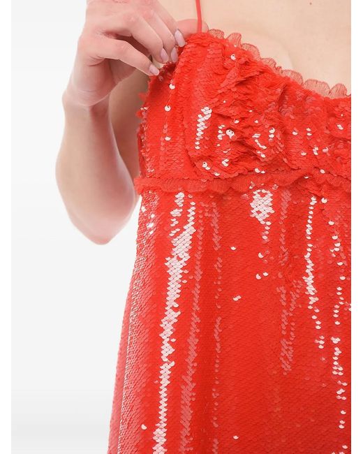 ganni red sequin dress Fiery Red Red Sequins Maxi Dress