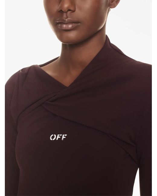 Off-White c/o Virgil Abloh Purple Off Stamp Twist-Detail Minidress