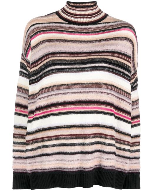 Missoni Gray Striped Wool Blend Turtleneck Sweater