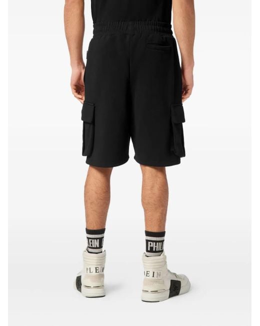 メンズ Philipp Plein Logo Cargo Track Shorts Black