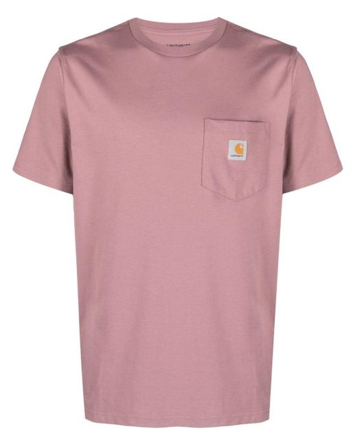 Carhartt Pink Logo-patch Cotton T-shirt for men