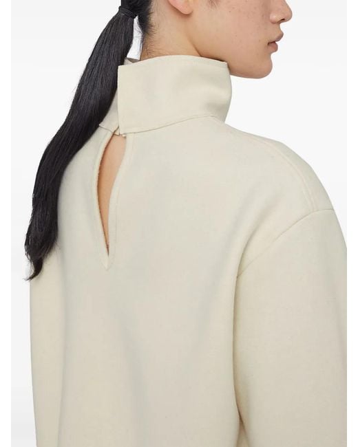 Jil Sander White High-Neck Wool Top