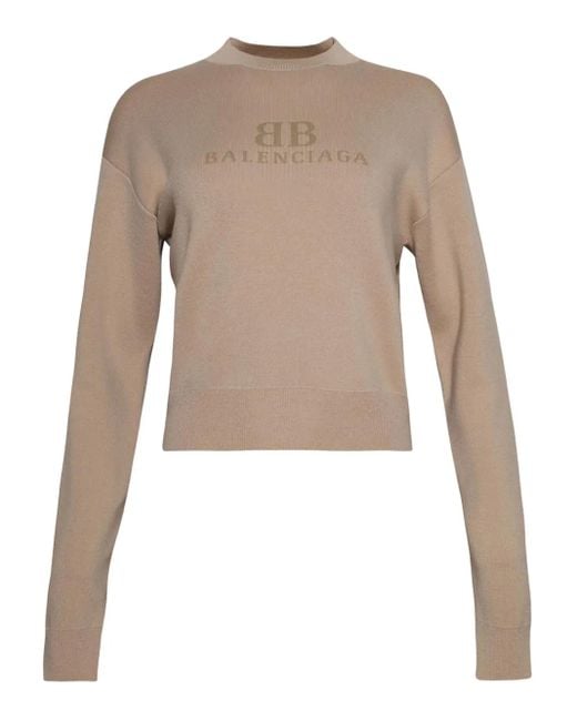 Balenciaga Natural Logo-Jacquard Top