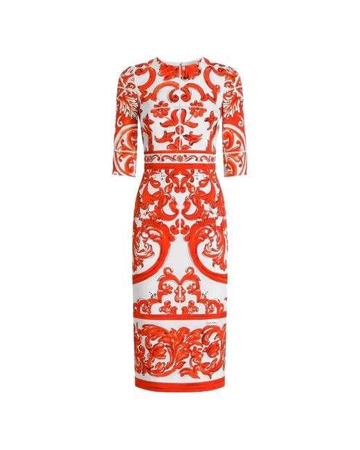 Dolce & Gabbana マジョリカ ドレス レッド | Lyst