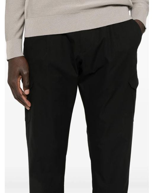 Herno Black Cargo Tapered Trousers for men