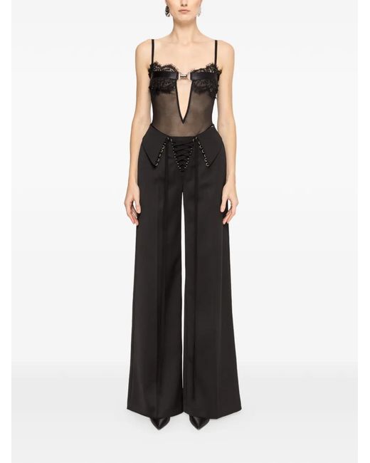 Nissa Black Drawstring-Detail Pants