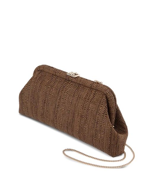 Jimmy Choo Brown Skylar Tan Fine Raffia Clutch Bag With Square Jc Clasp