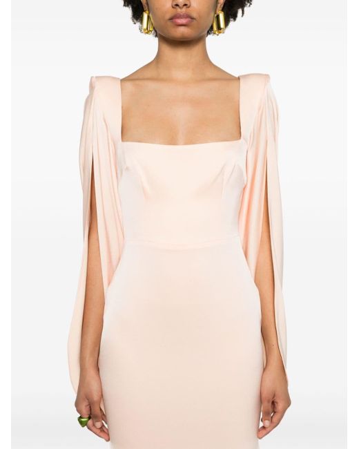 Alex Perry Pink Satin Cape Gown