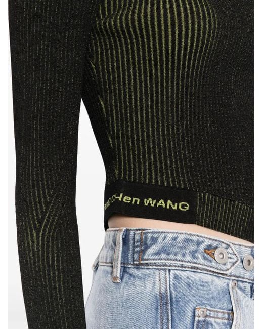 Feng Chen Wang Black Side-Slit Asymmetric Knitted Top