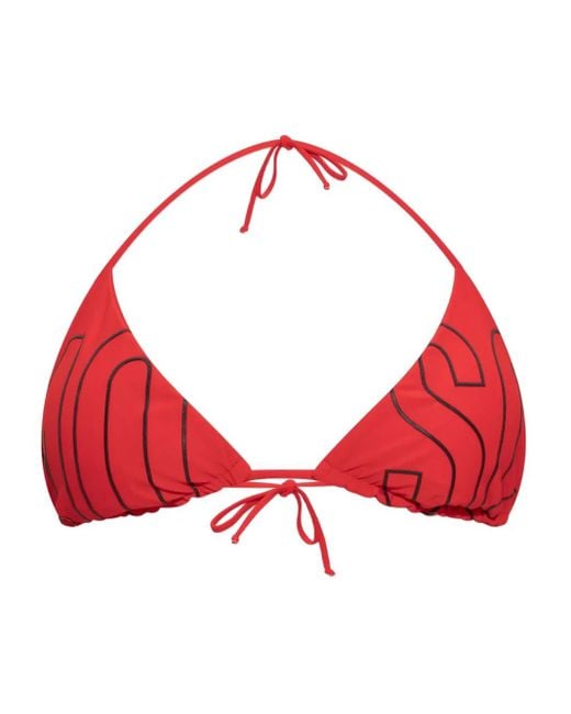 Top De Bikini Triangular Con Logo Moschino de color Red