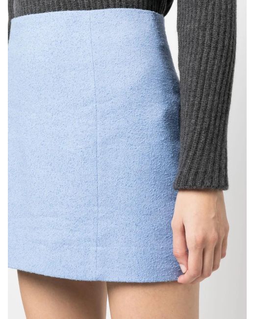 Patou Blue Linen-Blend Miniskirt