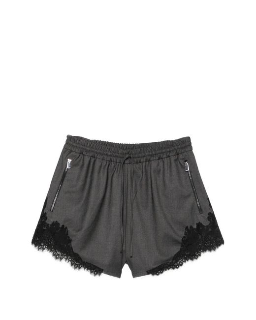 Pinko Black Lace-Trim Drawstring Short