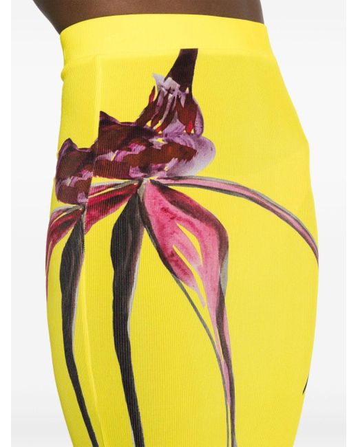 Jupe mi-longue côtelée à fleurs Louisa Ballou en coloris Yellow
