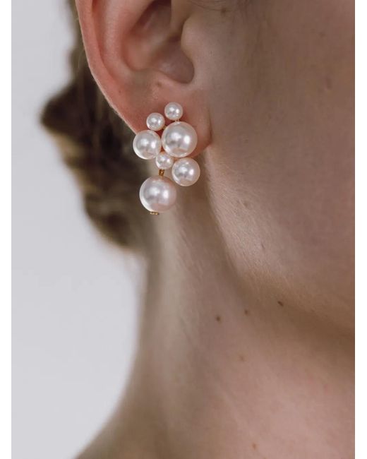 Jennifer Behr White Perlita Pearl-Detailing Earrings