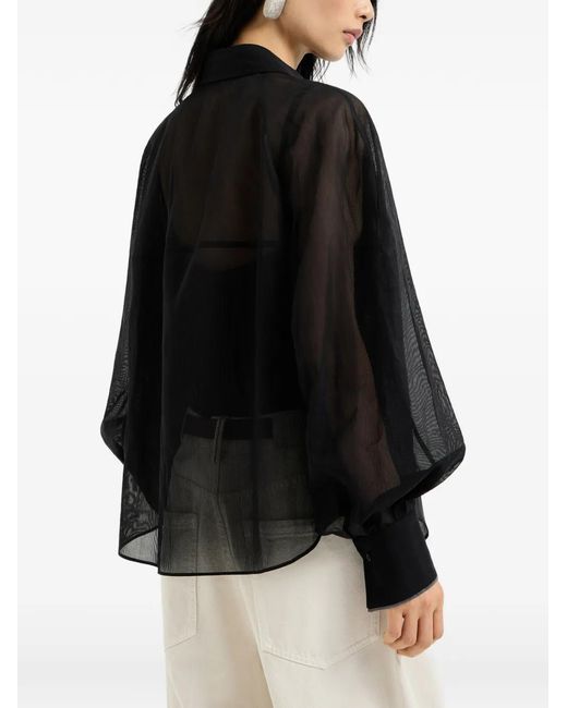 Brunello Cucinelli Black Monili Cotton Shirt