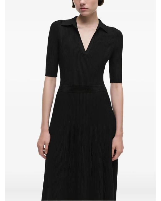 Jonathan Simkhai Black Pati Polo-Collar Midi Dress