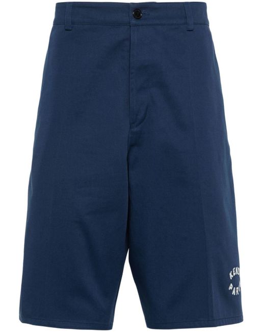 KENZO Blue Logo-embroidered Bermuda Shorts for men