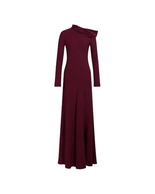 Alberta Ferretti Purple Off-Shoulder Side-Slit Maxi Dress