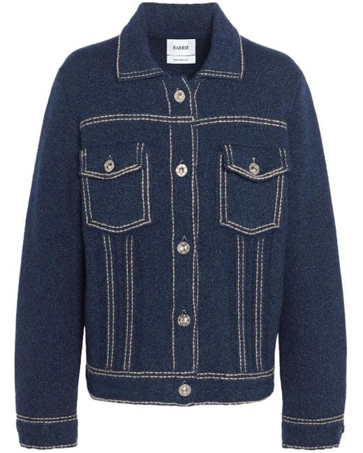 Barrie Blue Contrast-Stitching Denim-Effect Jacket