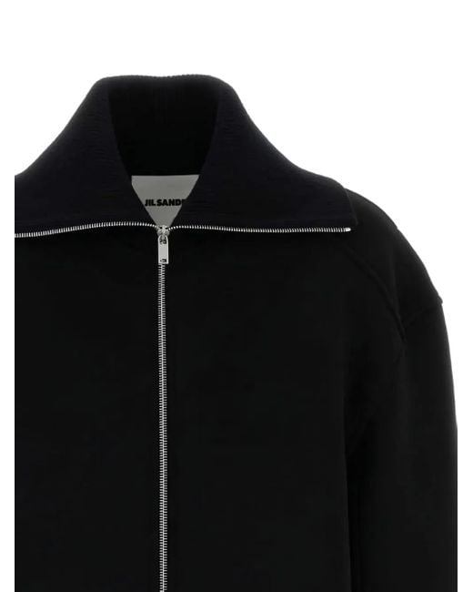 Veste mélangée en laine noire de Jil Sander en coloris Black