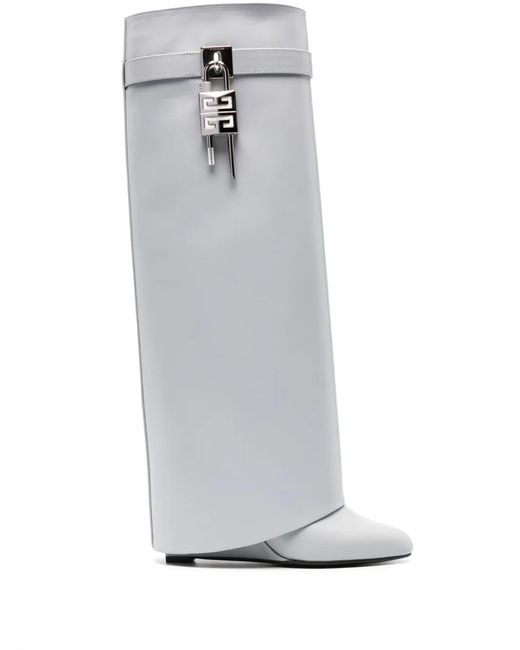 Givenchy White Shark Lock 85Mm Leather Boots