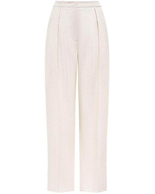Pantalon en lin à plis marqués 12 STOREEZ en coloris White