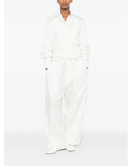 Hed Mayner White Drawstring-Waist Trousers